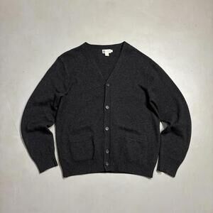 VTG J Crew Cardigan Mens Large Wool Cotton Cashmere Blend Sweater Buttons Black